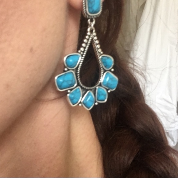 💙Retro Exaggerated 925 Silver Turquoise Earrings - Picture 4 of 7